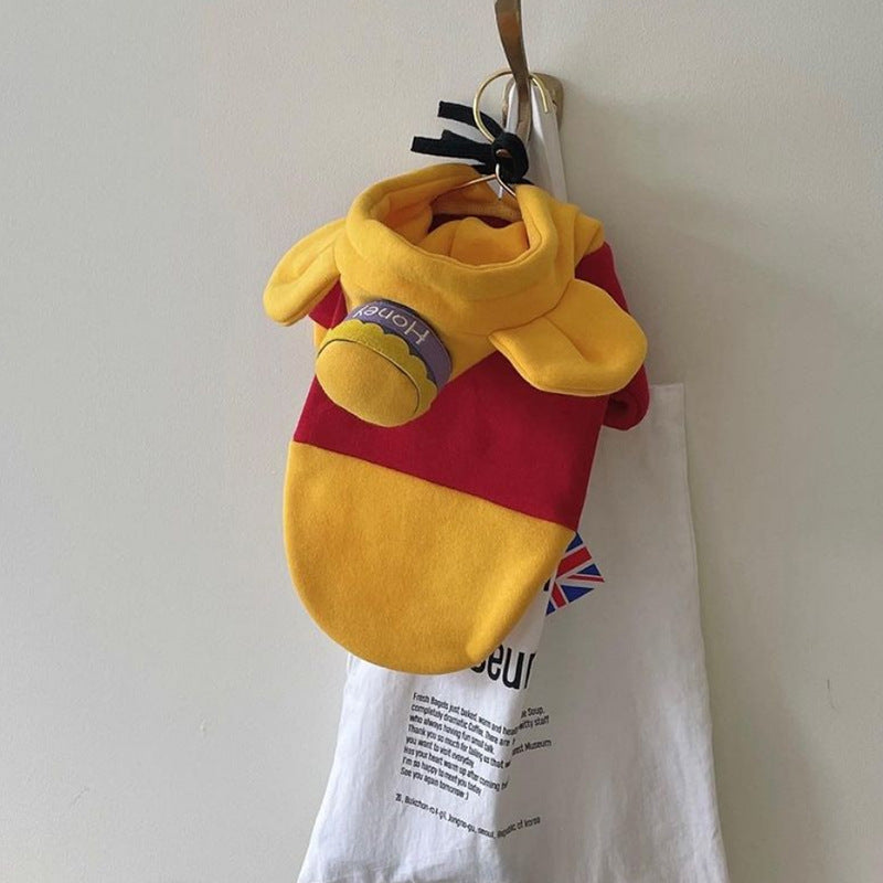 Felpa Cane Winnie Pooh Cappuccio Orecchie - Barattolo Miele by Dog Moda