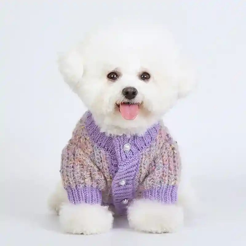 Maglione Intrecciato con Bottoni - Violetta per Cani by Dog Moda