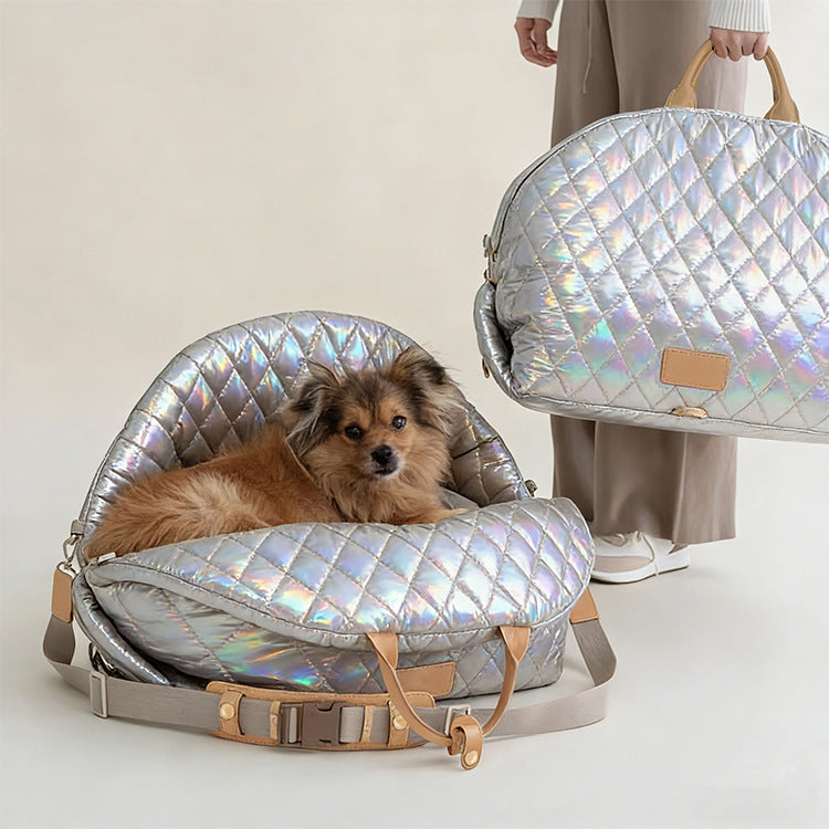 Trasportino Pieghevole Gatti Cani Lusso Manici Pelle by Dog Moda