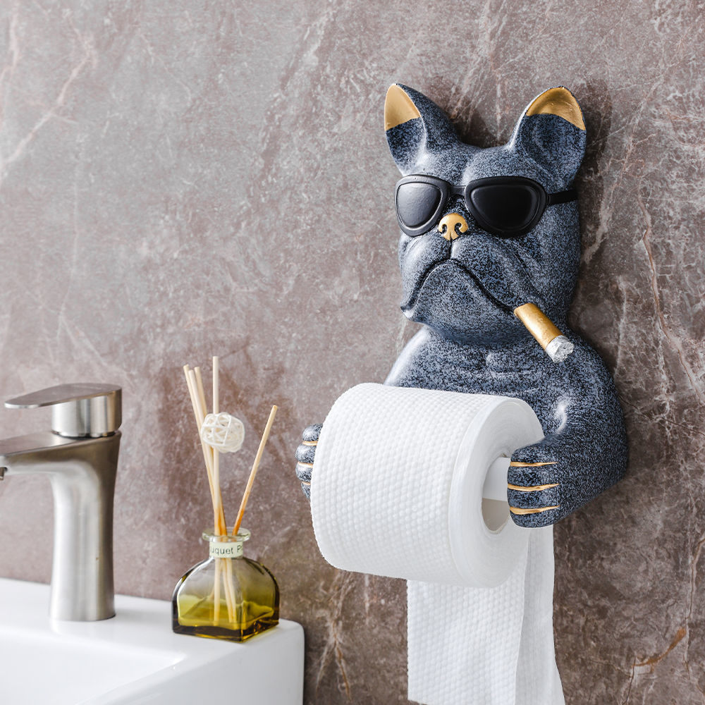 Porta Rotolo Carta Igienica Bulldog con Occhiali