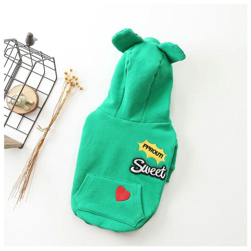 Sweet Dog Hoodie | Ears and Heart Embroidery 