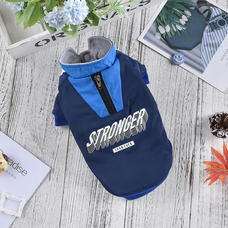 "Stronger" Fleece Dog Coat with Zip and Button Closure