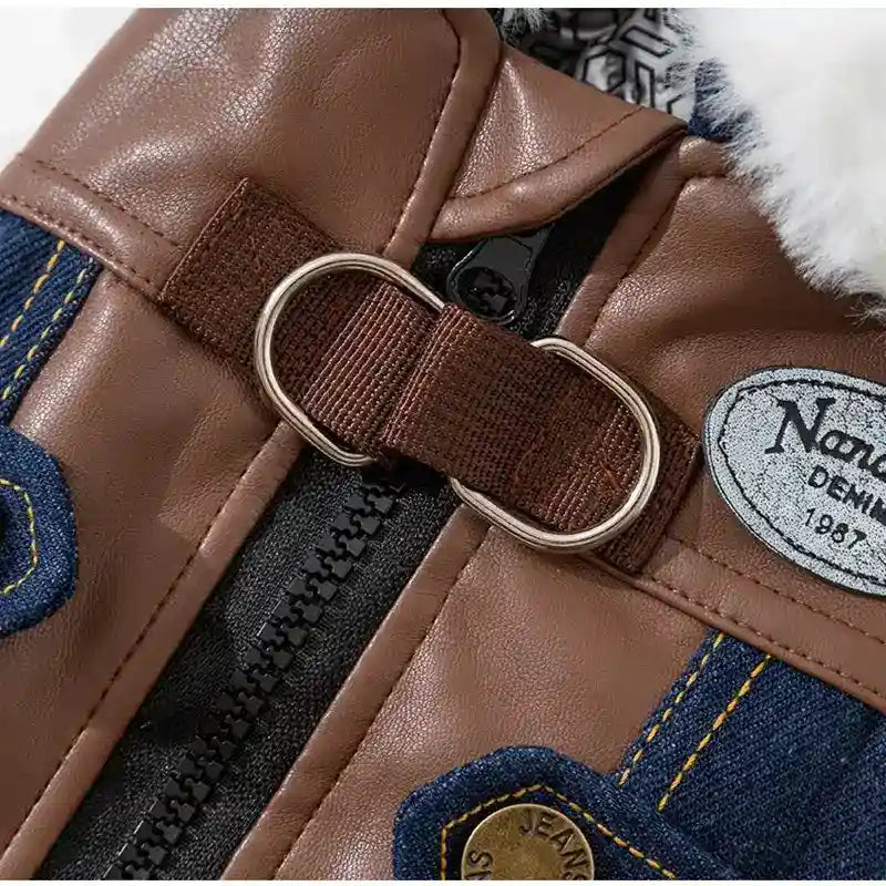 Abrigo Vault Jeans de Ecopiel para Perros - Acolchado con Cremallera