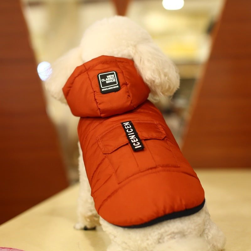 Dog Down Jacket with Removable Hood "Nice" Decorative Pocket