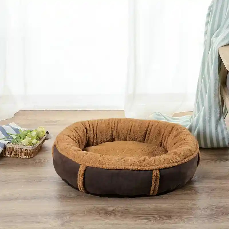 犬と猫用ラムウールフリースのオーバルベッド