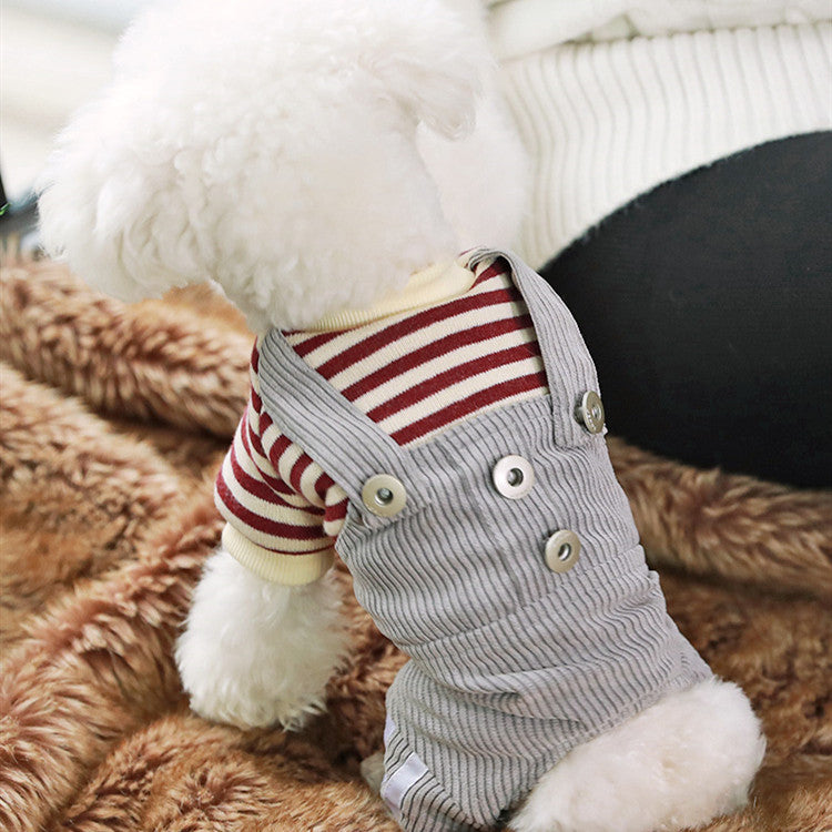 Tutina 4 Zampe Cani - Salopette Righe Caldo Inverno by Dog Moda