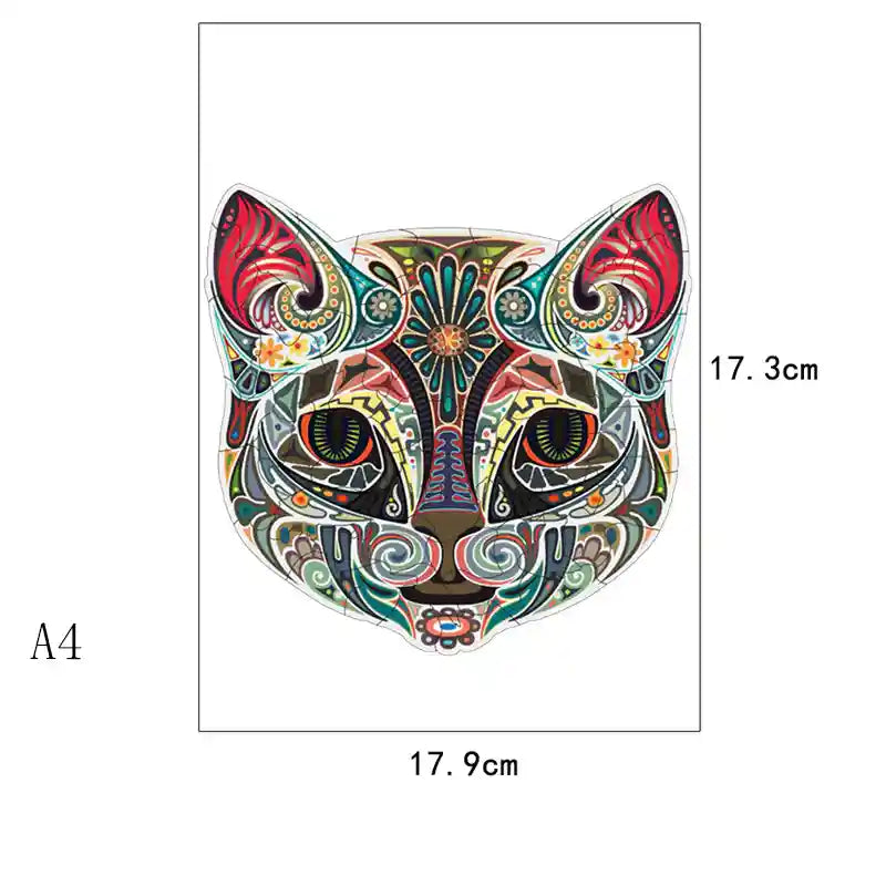 Puzzle Legno Gatto Fiori - Gioco Educativo Irregolare by Dog Moda