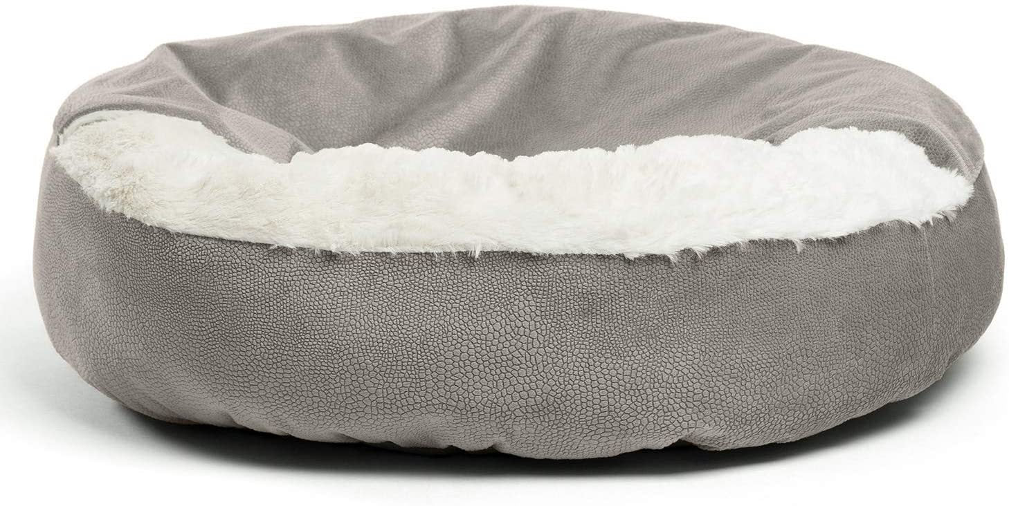 Round Fleece Dog Bed with "Rainbow Velvet" Blanket