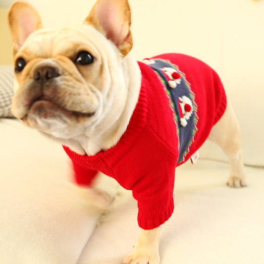 Maglione per cani ricamato con Babbo Natale 3d