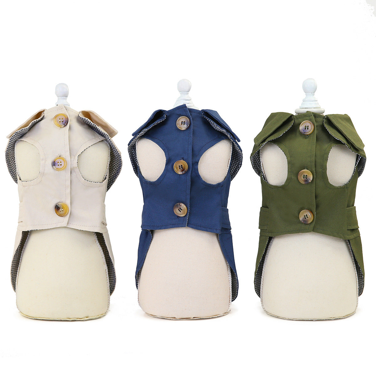 Cappotto leggero elegante per cani piccoli con bottoni e colletto