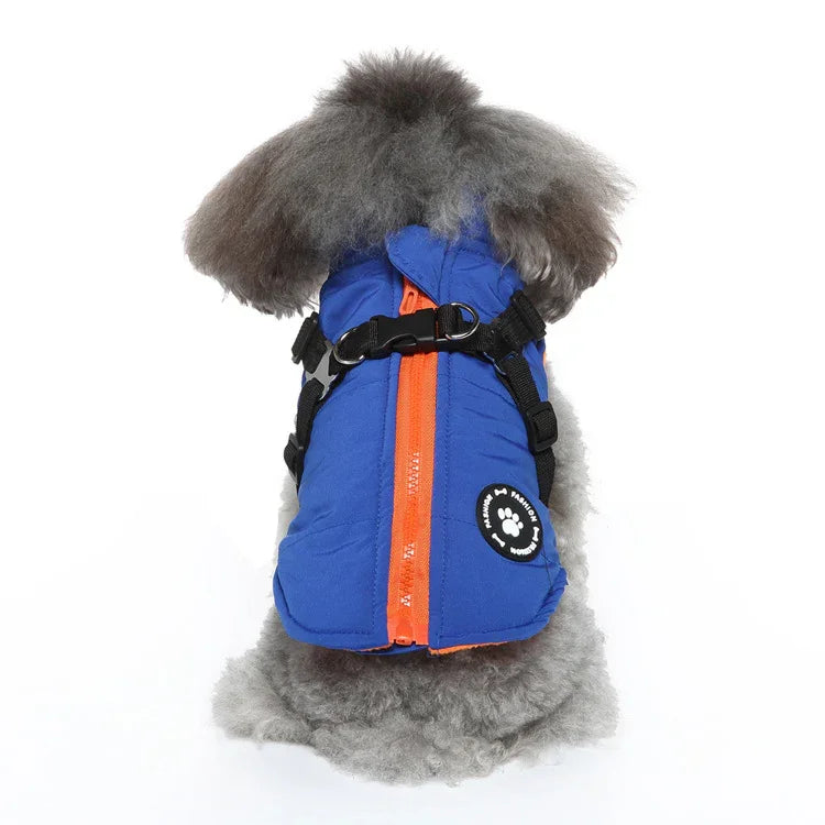 Dog Coat with Integrated Harness - Zip-Up Rainproof Fleece