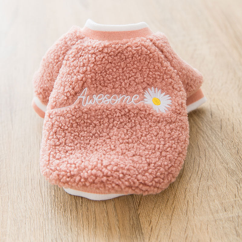 „Awesome“ Hundefleece-Sweatshirt mit Stickerei und Pastellfarben