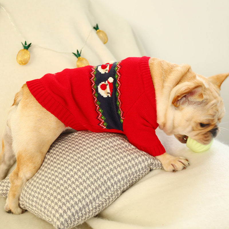 3D Santa Claus Embroidered Dog Sweater