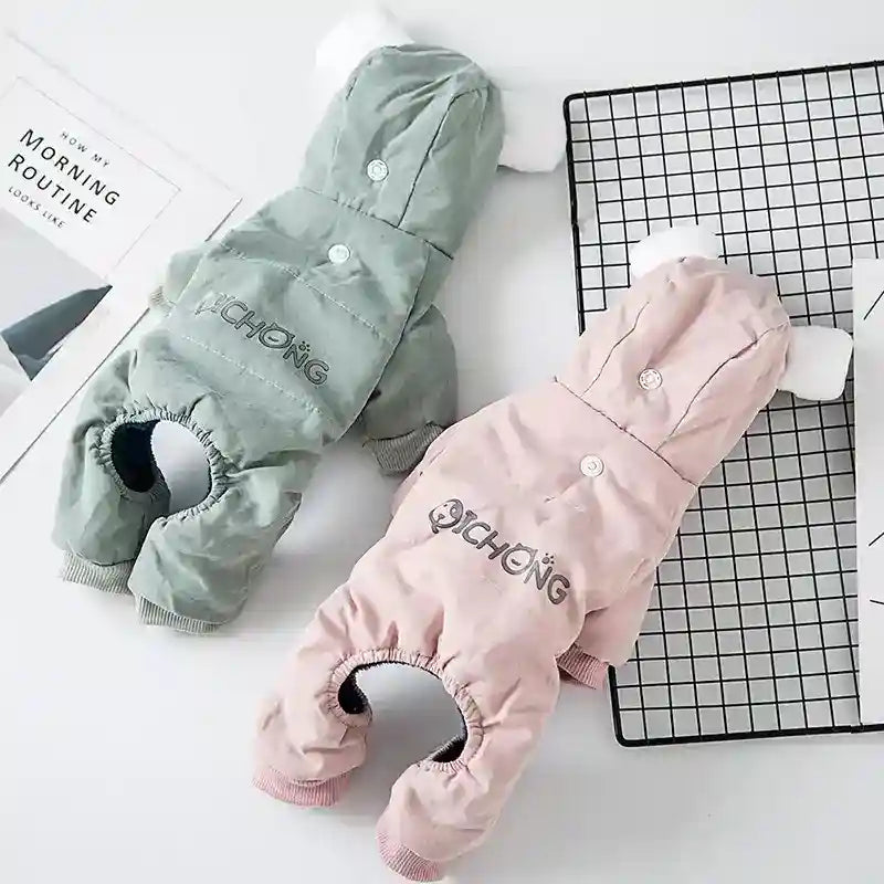 Abrigo para Perro 4 Patas Qichong - Capucha Nieve Invierno