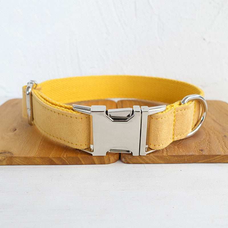 SunnyBow - Set Collare e Guinzaglio Giallo con Papillon in Nylon - Dog Moda