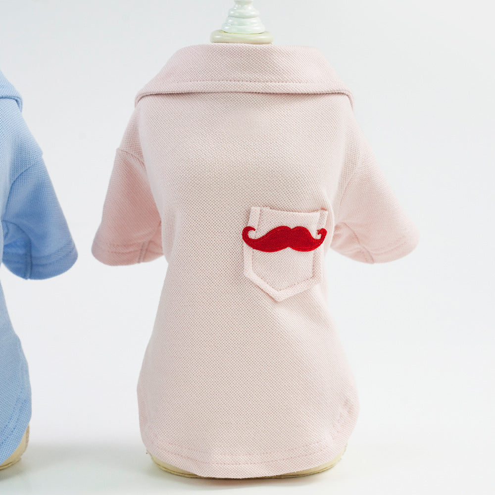Dog Polo Shirt "Mustache" Model with Pocket and Whisker Embroidery