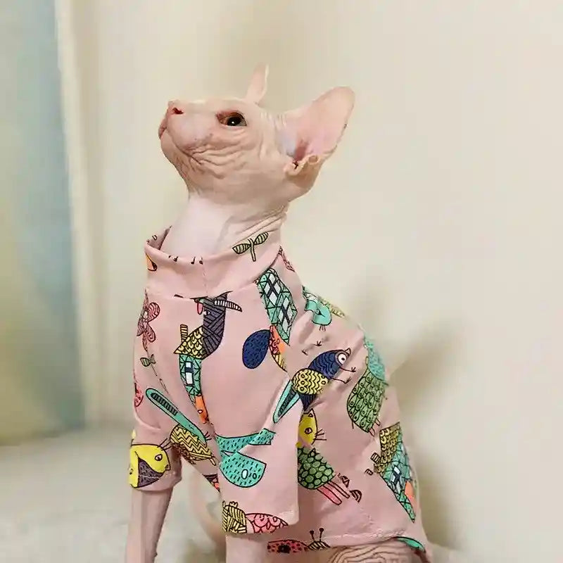 Maglia per Gatti Sphynx Rosa con Stampe Colorate | Dogmoda by Dog Moda