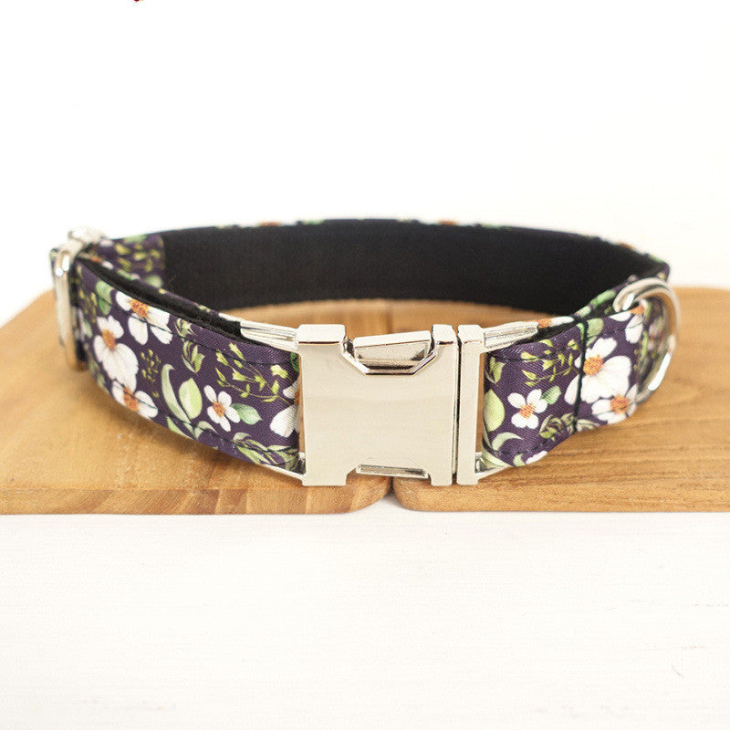 Set Guinzaglio e Collare con Papillon in Morbido Tessuto Denim – Modello Sunnyflower - Dog Moda