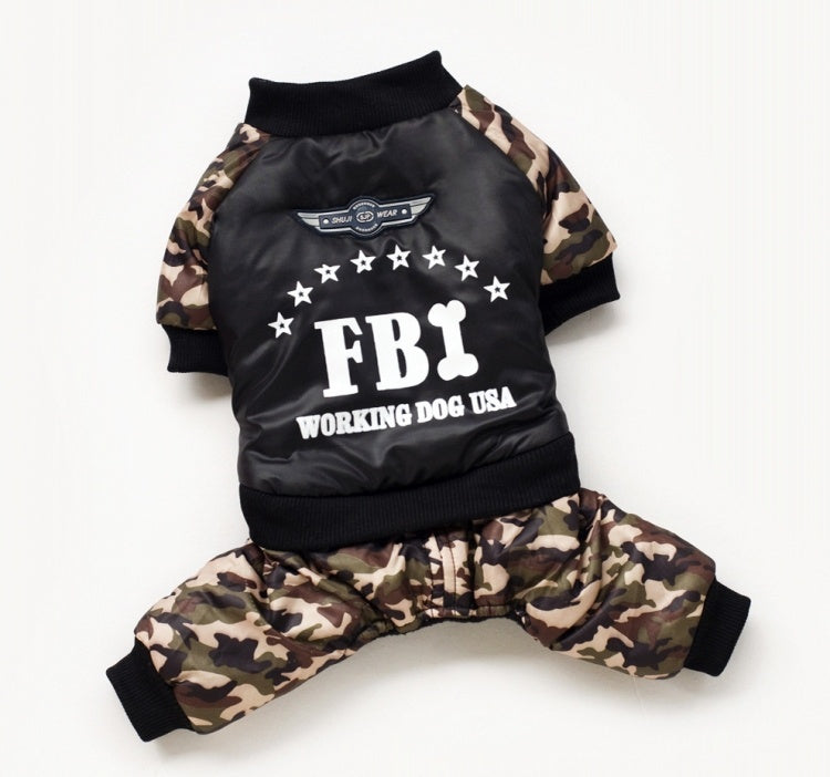 FBI Fleece Dog Coat - Military Camouflage 4 Legs