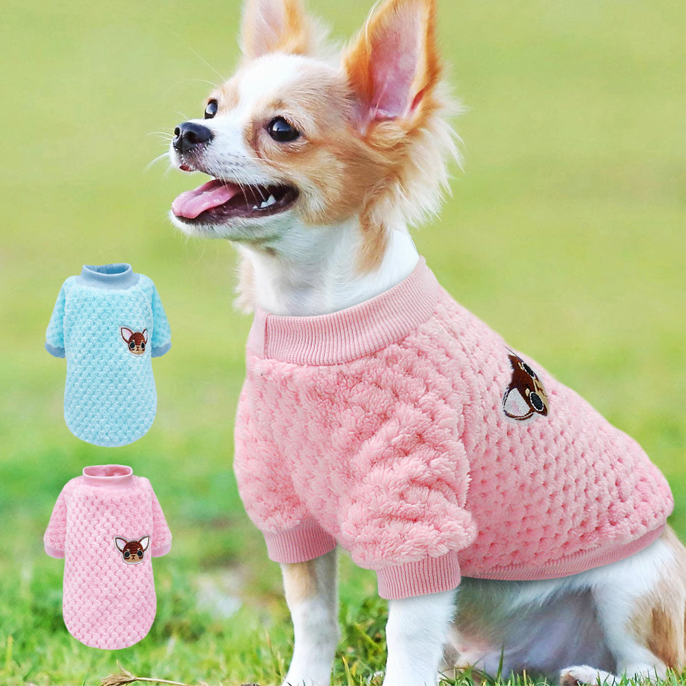 "Pie de Poule" Fleece Dog Sweater - Elegance and Warmth for Your Little Friends 