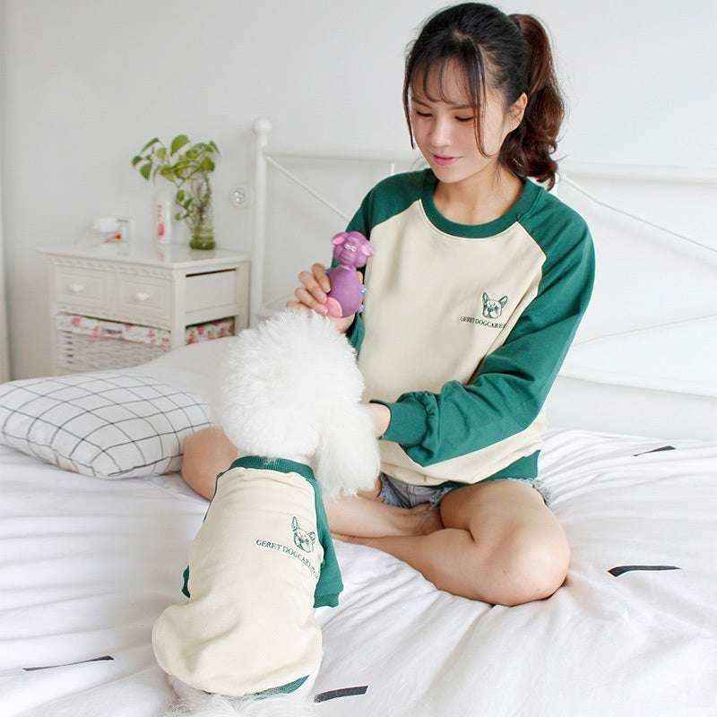 Maglia Coordinata Cane e Padrone "Geret" – Bianca con Maniche Colorate