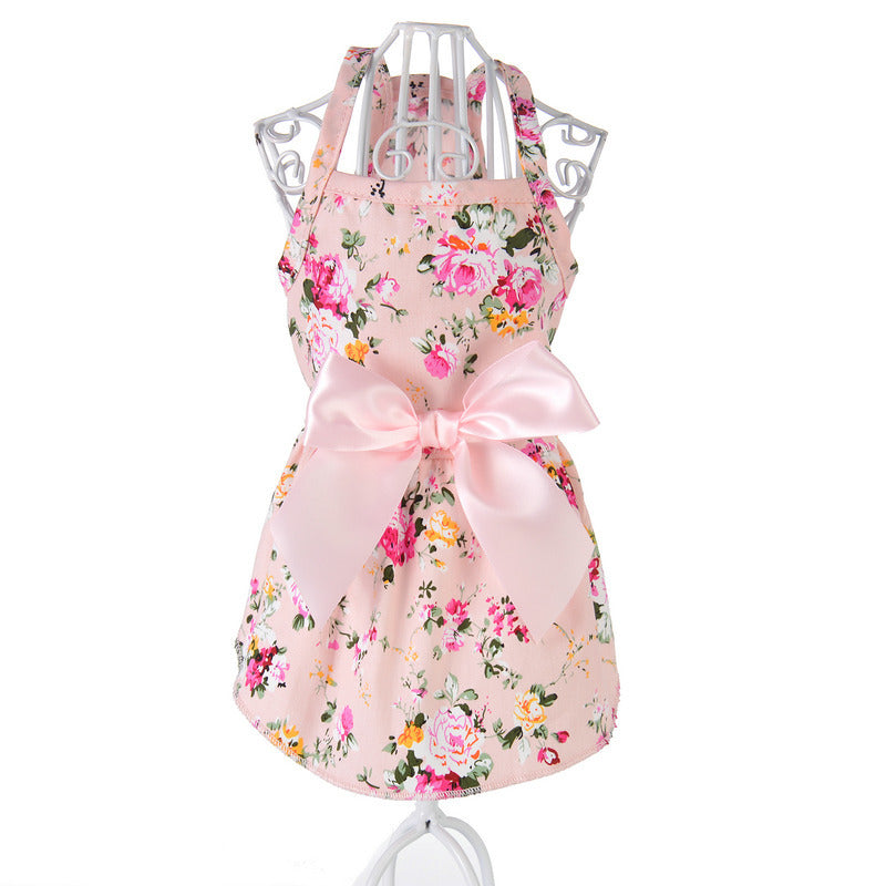 Vestido de Flores de Primavera para Perros - Lazo Colorido