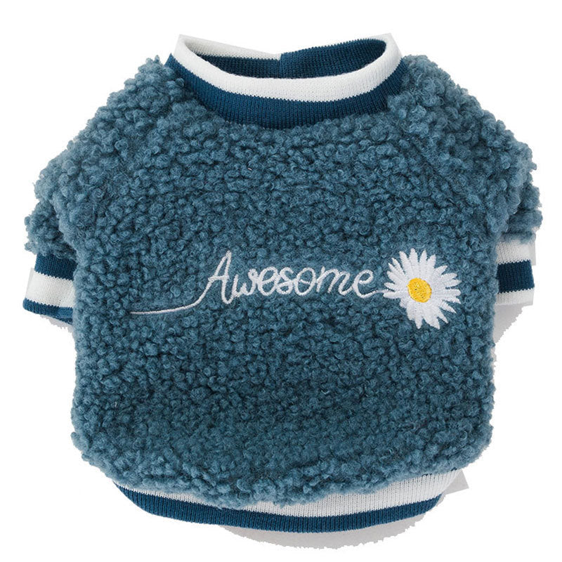 "Awesome" Dog Fleece Sweatshirt with Embroidery and Pastel Colors