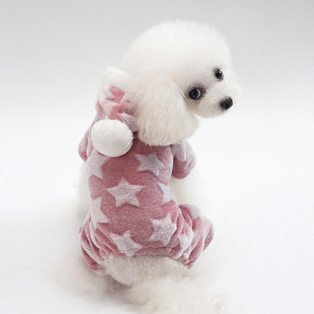 "Cassiopea" Dog Fleece Jumpsuit - Warmth and Style with a Star Print