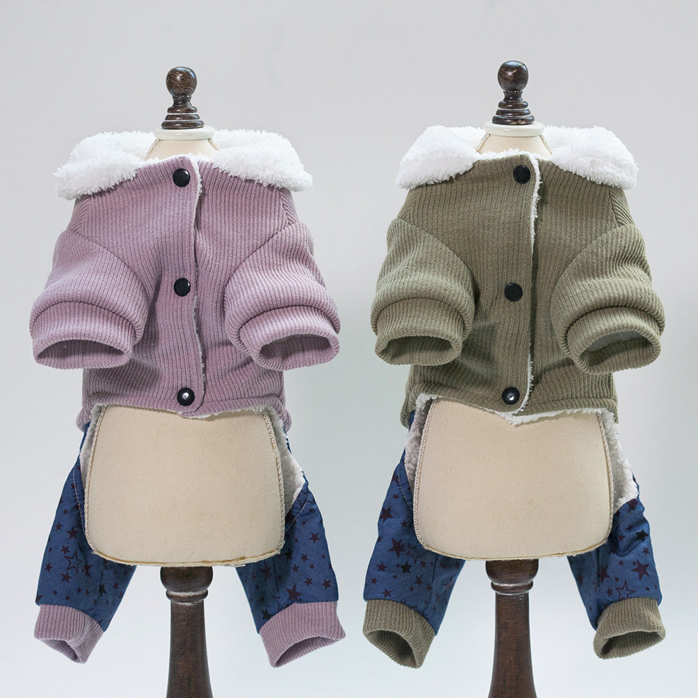 "My Food" Poodle Onesie Coat - Warm and Soft with Bone Print