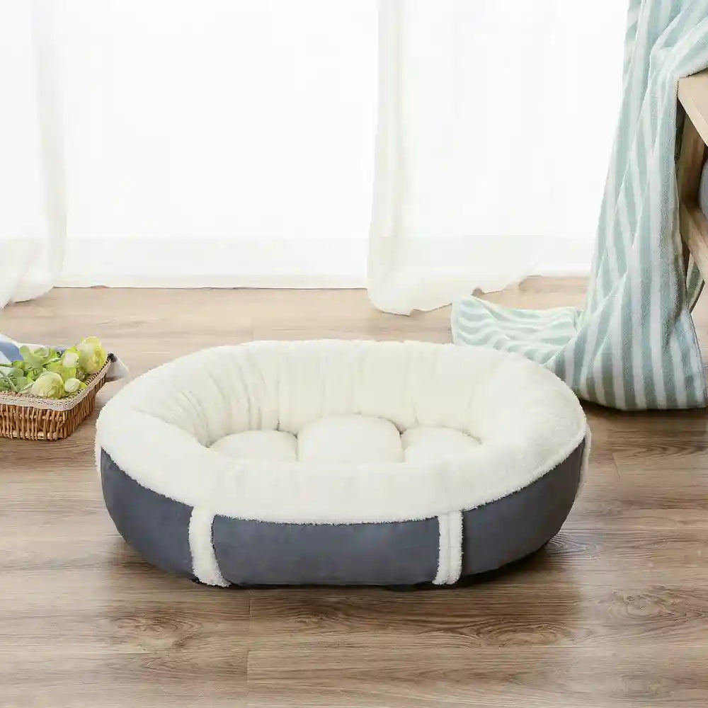 犬と猫用ラムウールフリースのオーバルベッド