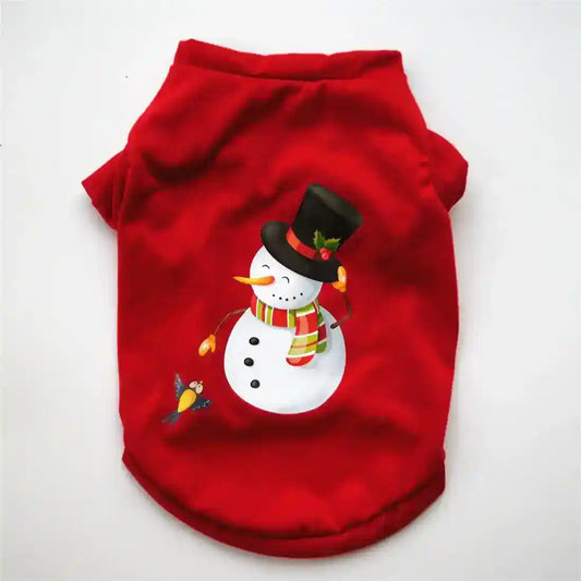 Maglia Natale Rossa con Pupazzo di Neve per Cani e Gatti by Dog Moda