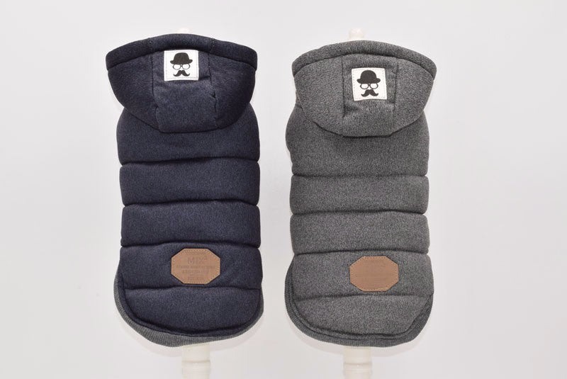 Mustache Dog Coat with Hood - Warm Padded