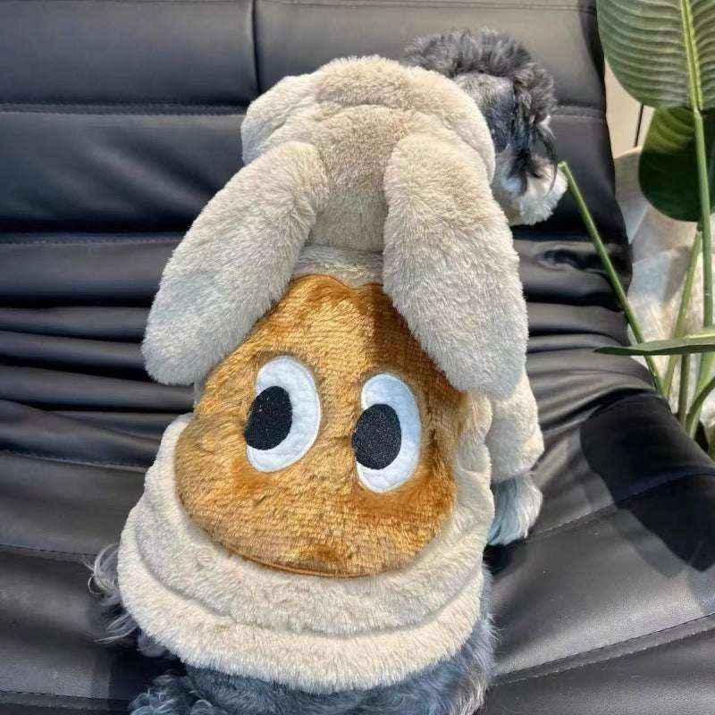 Cappotto con cappuccio coniglio per cani in pile – Modello Rabbit
