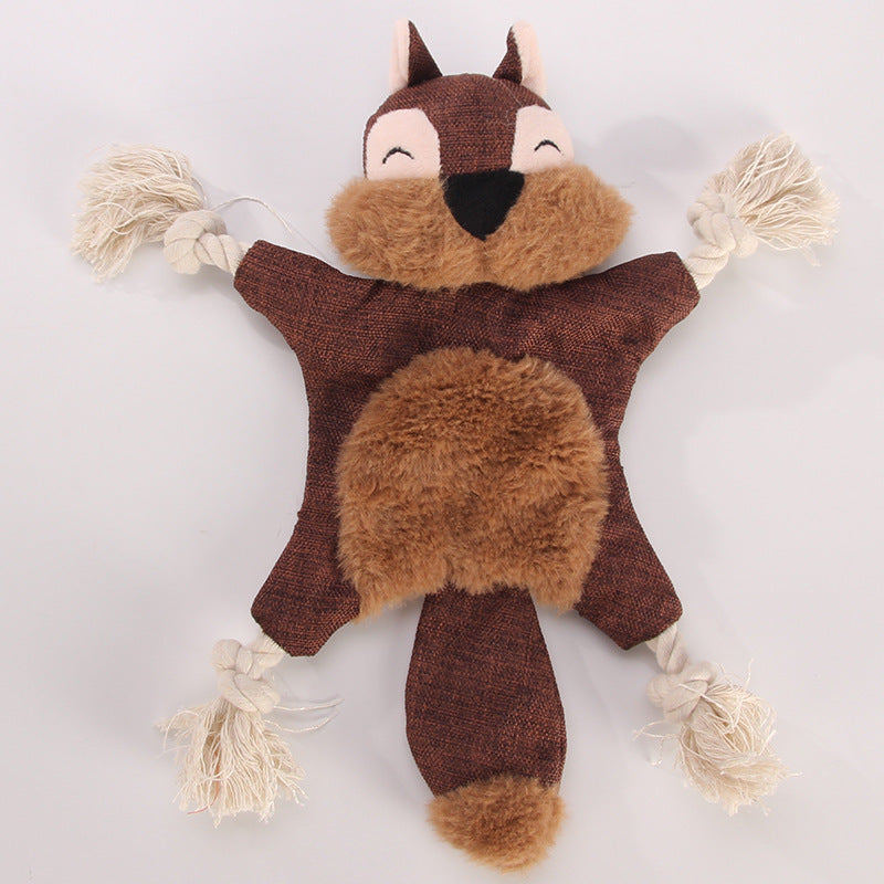 Plush Dog Toy with Rope – Squirrel, Teddy Bear or Fox