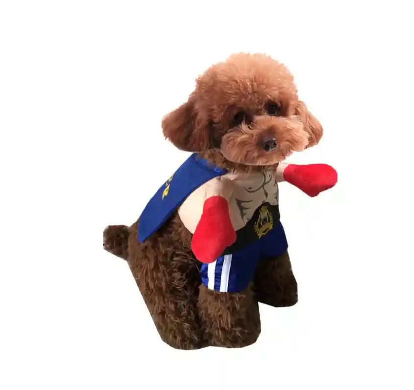 犬猫用ボクサーコスチューム - グローブ付きの楽しいスウェットシャツ