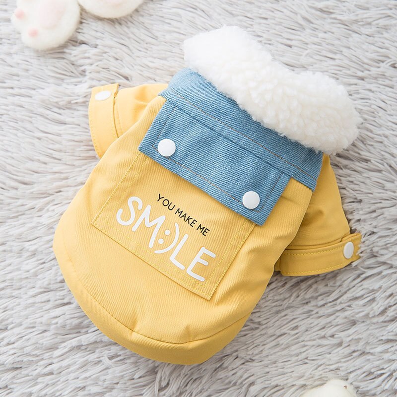 Smile Khaki Dog Coat - Padded with Pocket