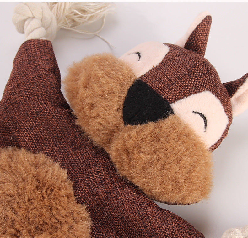 Plush Dog Toy with Rope – Squirrel, Teddy Bear or Fox
