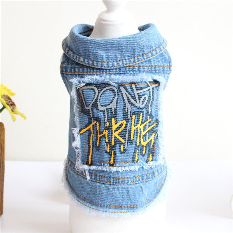 „Do No Thrive“ Hundeweste mit Graffiti-Print in Jeans