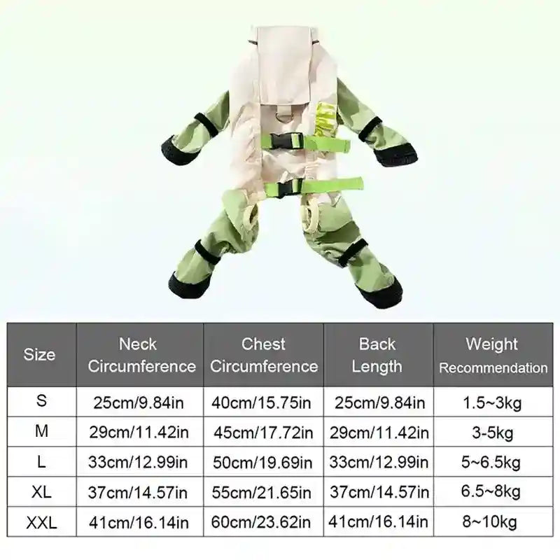 Impermeable para Perro 4 Patas con Botines Impermeables