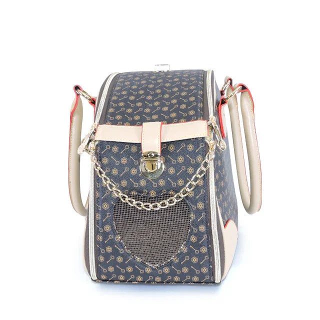 Lyxig bärväska i konstläder för små hundar och katter