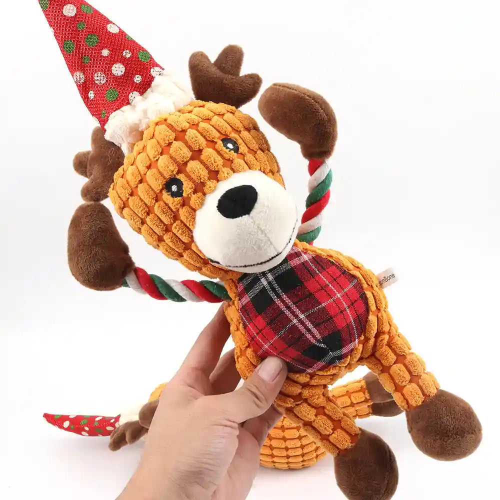 Gioco Renna Natale Cani Gatti - Peluche Sonoro con Corda by Dog Moda
