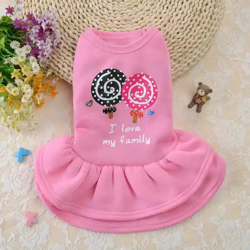 Vestito Cavapoo con Gonna - Stampa Lollipop e Cuori by null