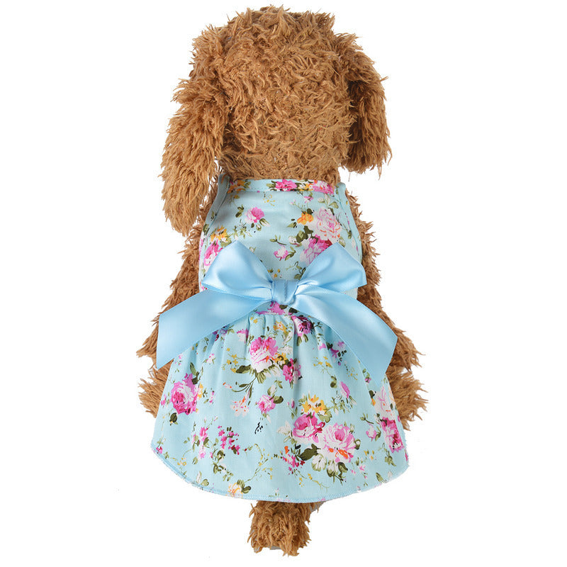Vestido de Flores de Primavera para Perros - Lazo Colorido