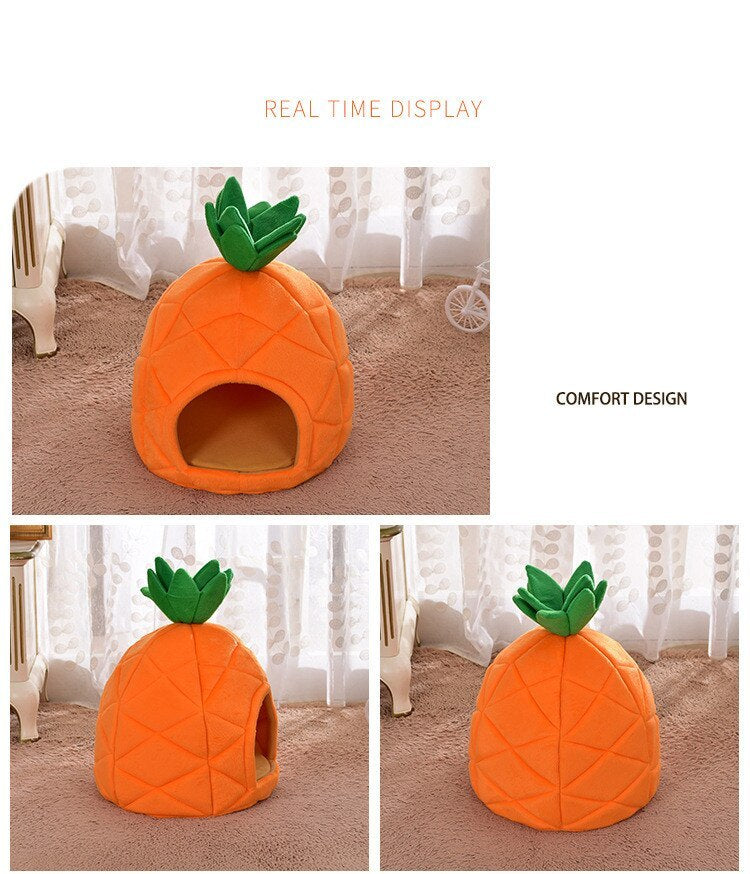 Lettino Ananas Arancione con ciuffetto per cani