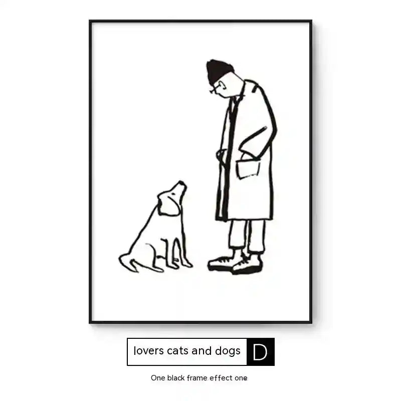 Quadro Astratto Persone con Cane - Stampa Decorativa Moderna by Dog Moda