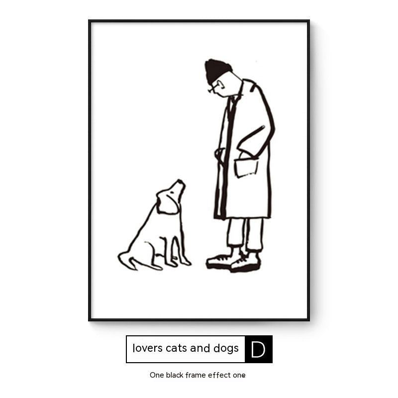 Quadro Astratto Persone con Cane - Stampa Decorativa Moderna