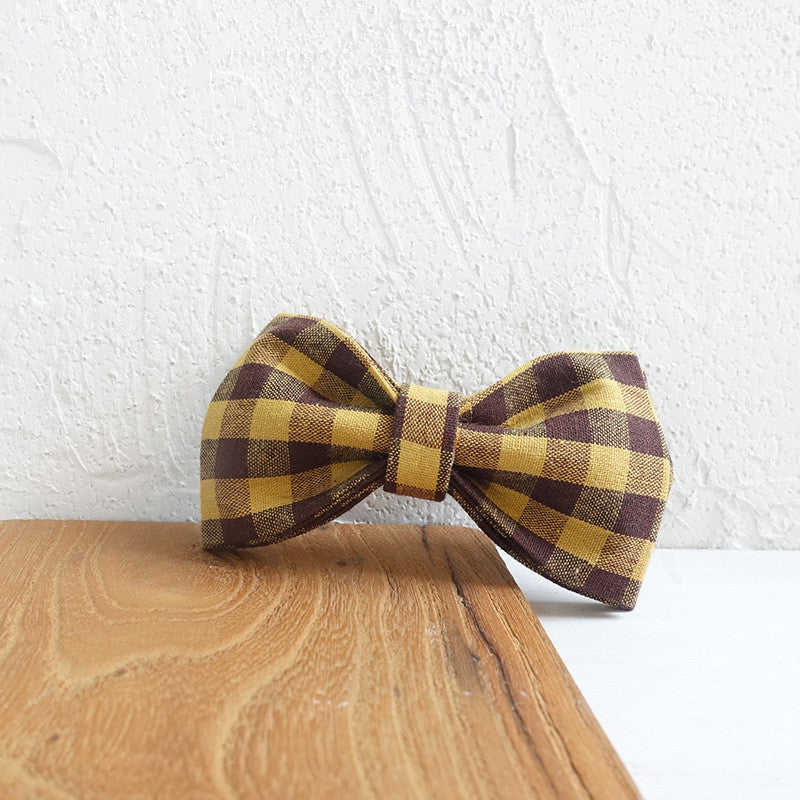 Set Guinzaglio Collare Papillon Quadri Giallo Marrone by Dog Moda