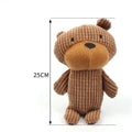 25cm brown corduroy plush teddy bear toy with round black nose and eyes on white background
