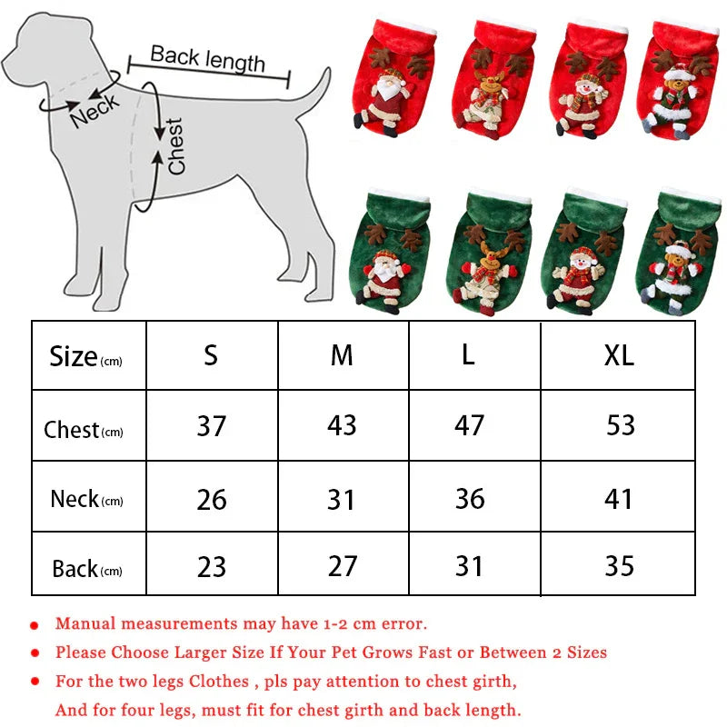Christmas Dog Coat with Hood 3D Embroidery Red Green