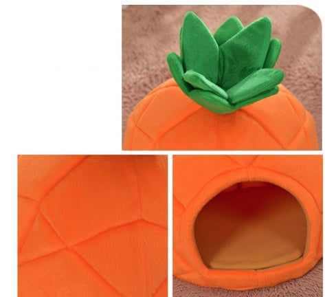 Lettino Ananas Arancione con ciuffetto per cani